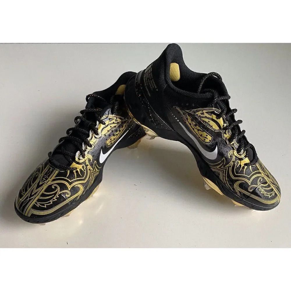Nike Alpha Huarache Elite 3 Low Black Gold Men’s Size 7 Baseball Cleats NEW - Picture 1 of 10